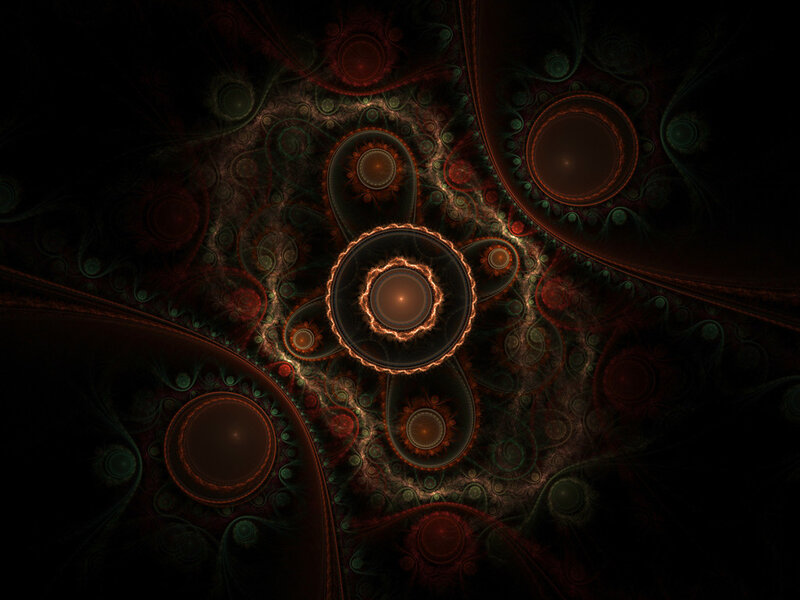 Fractal Pattern with Circles — Black, Mysterious, Abstract