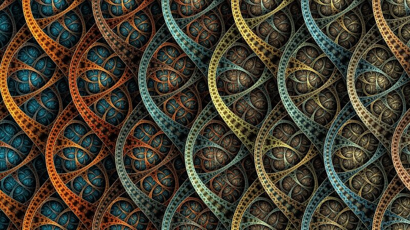 Fractal Pattern with Circles — Blue, Complex