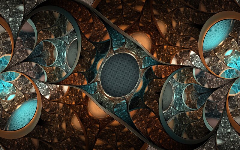 Fractal Pattern with Circles — Brown, Complex, Digital Art