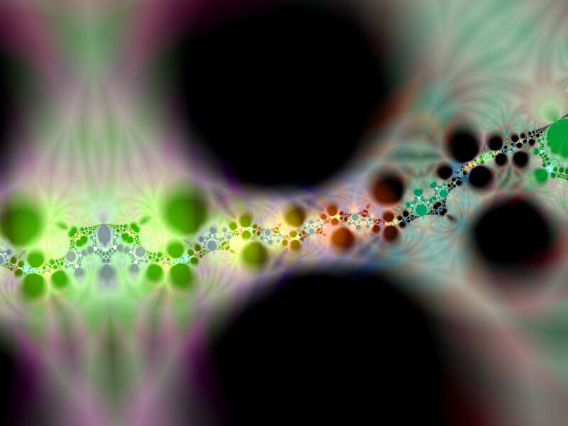 Fractal Pattern with Circles — Green, Hypnotic, Abstract, Light Rays