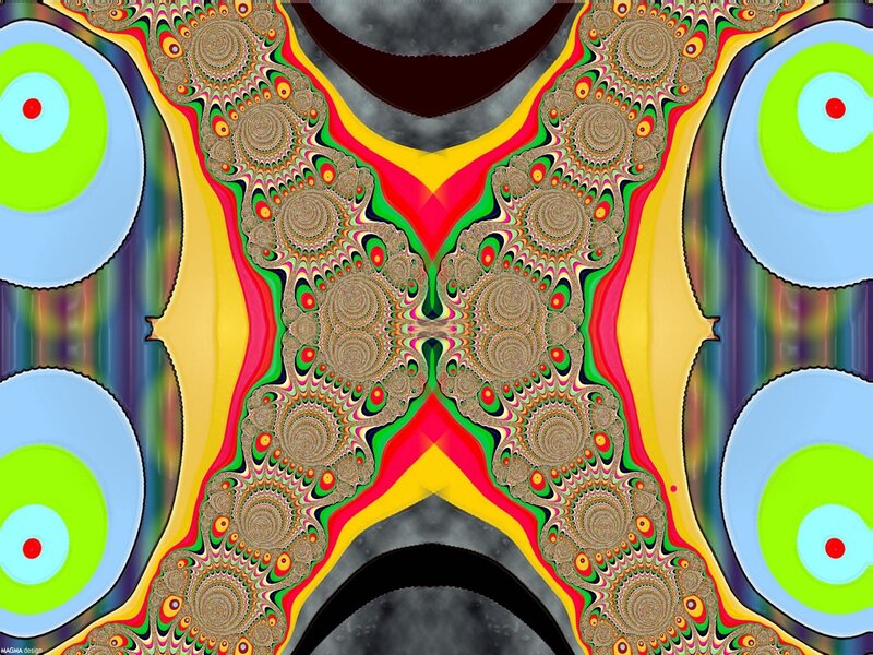 Fractal Pattern with Circles — Green, Hypnotic, Abstract, Spirals