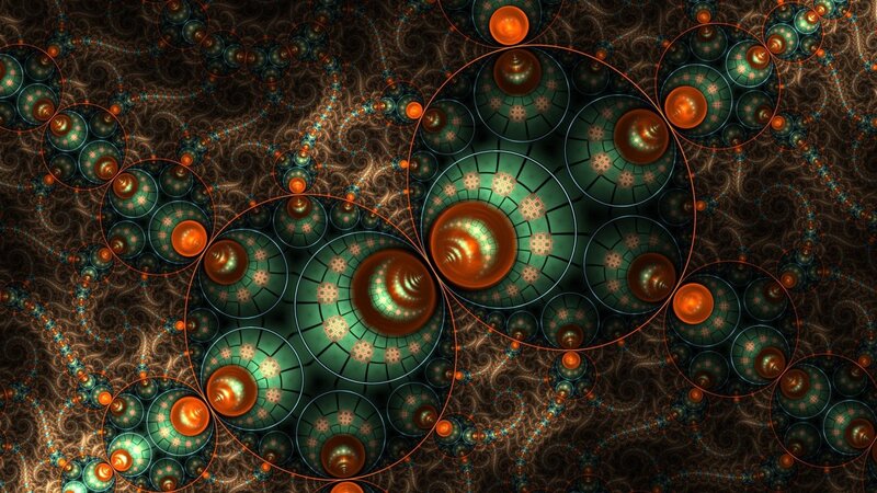 Fractal Pattern with Circles — Green, Hypnotic, Digital Art, Spirals