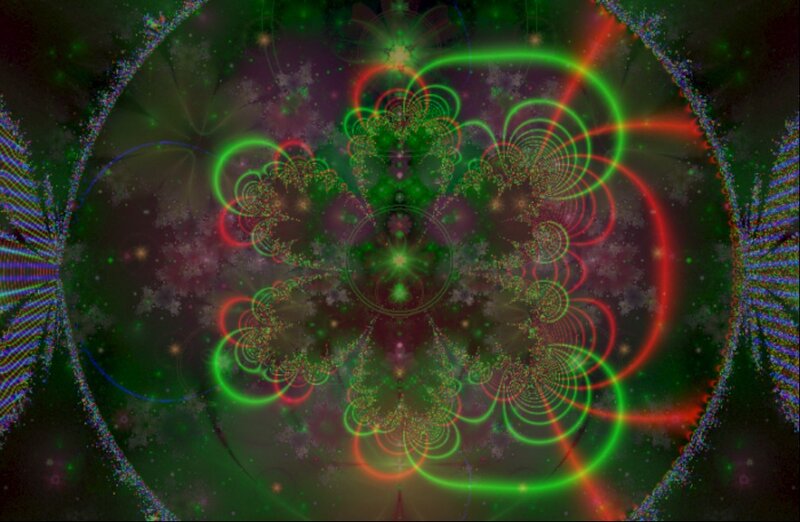 Fractal Pattern with Circles — Green, Hypnotic, Digital Art