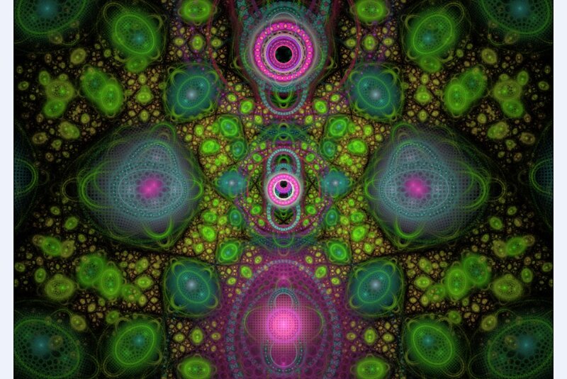 Fractal Pattern with Circles — Green, Hypnotic