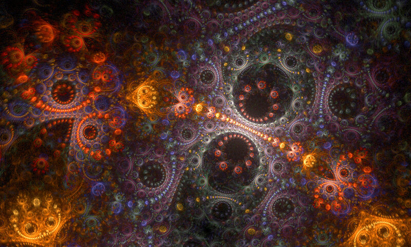 Fractal Pattern with Circles — Orange, Hypnotic, Abstract