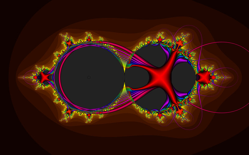 Fractal Pattern with Circles — Red, Complex