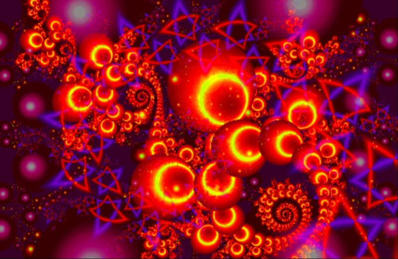 Fractal Pattern with Circles — Red, Energetic