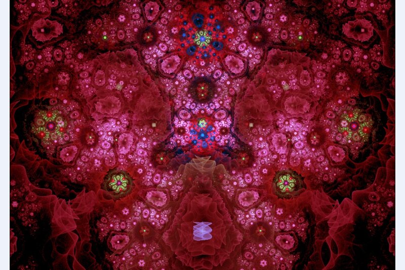 Fractal Pattern with Circles — Red, Hypnotic