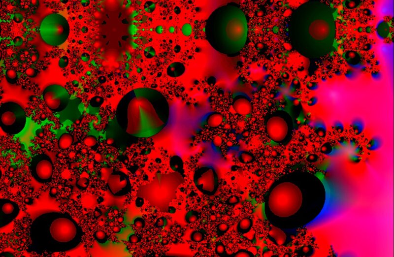Fractal Pattern with Circles — Red, Vibrant