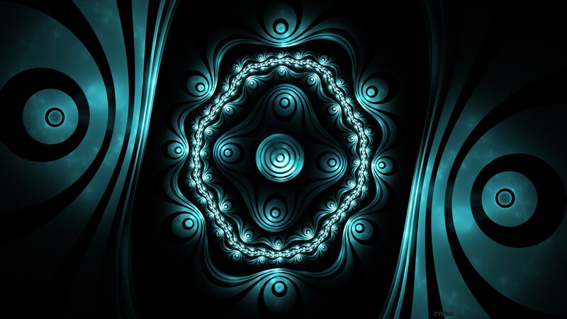 Fractal Pattern with Circles — Teal, Hypnotic
