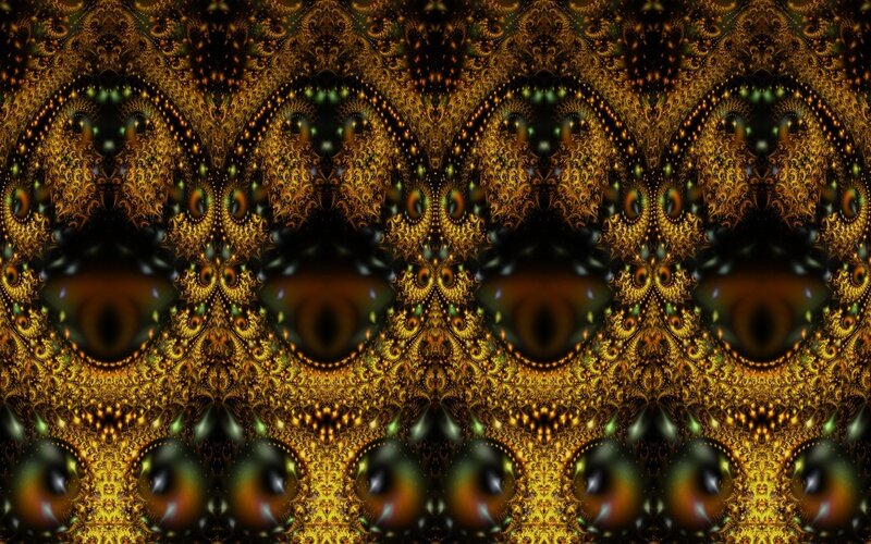 Fractal Pattern with Eyes — Gold, Mysterious