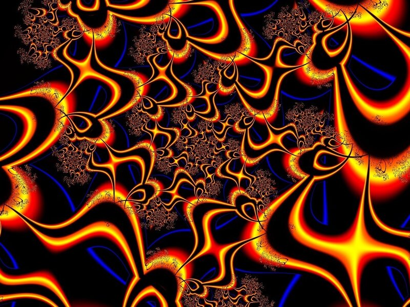 fractal pattern with fire and blue lines