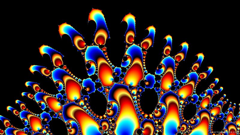 Fractal Pattern with Flames — Blue