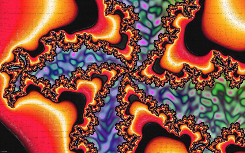 Fractal Pattern with Flames — Red