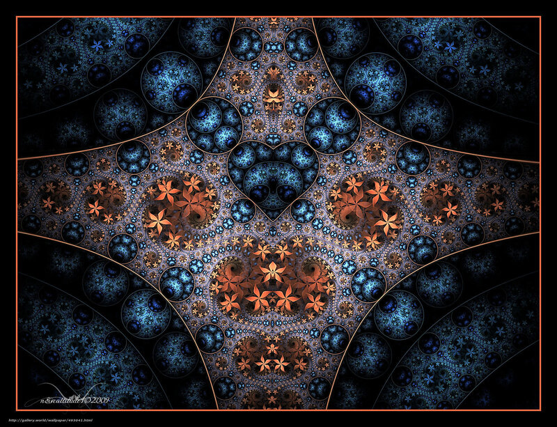 Fractal Pattern with Flowers — Blue