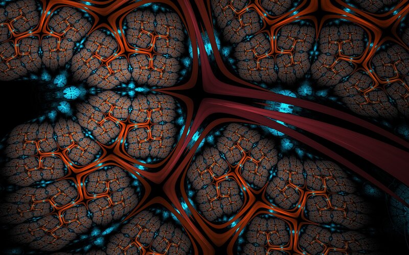 Fractal Pattern with Glowing Cells — Black