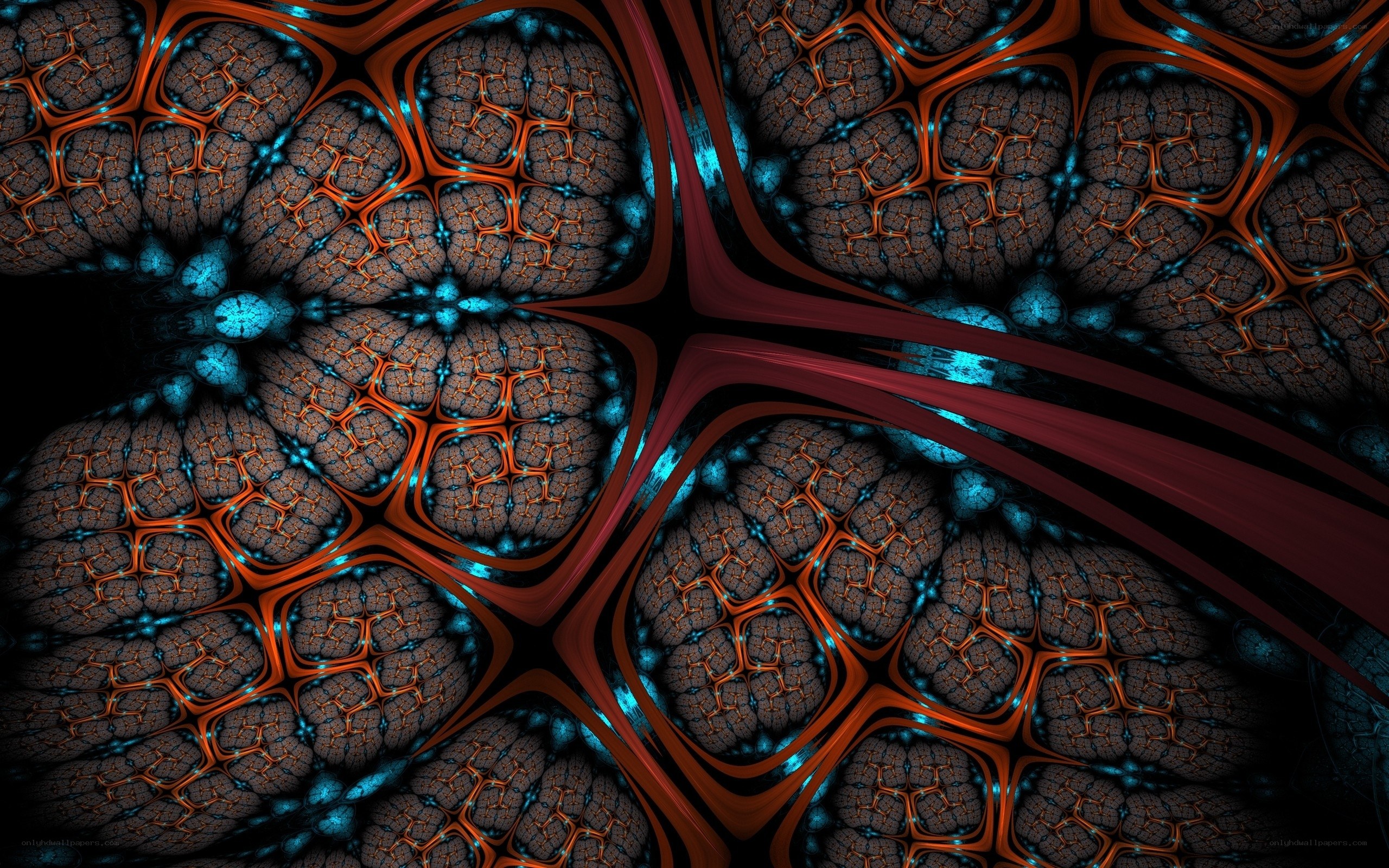 Fractal pattern with glowing cells
