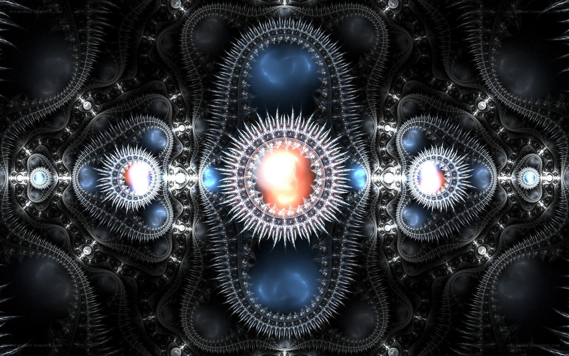 Fractal pattern with glowing centers
