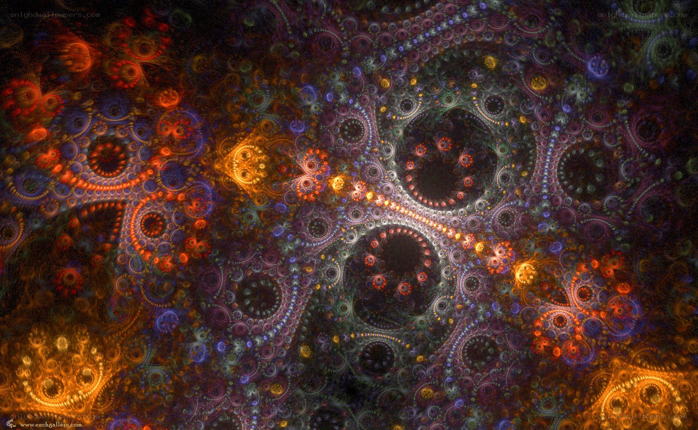 Fractal pattern with glowing circles