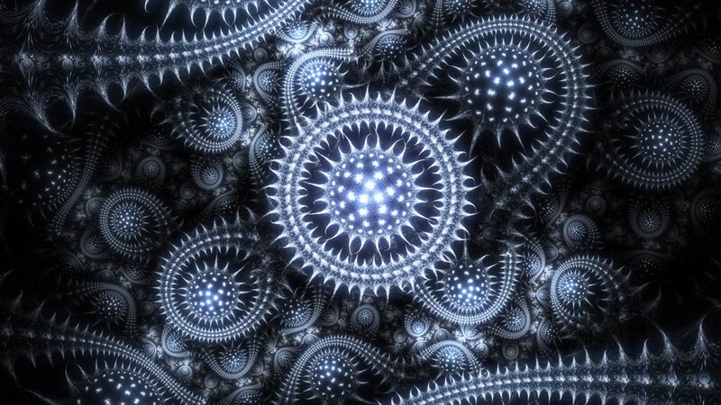 Fractal Pattern with Glowing Circles — Black
