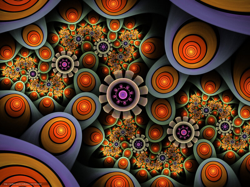 Fractal pattern with glowing circles