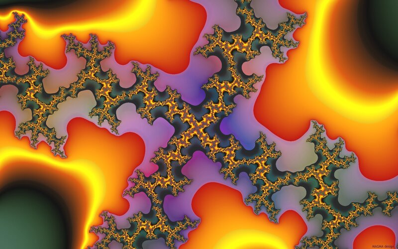 Fractal Pattern with Glowing Edges — Orange