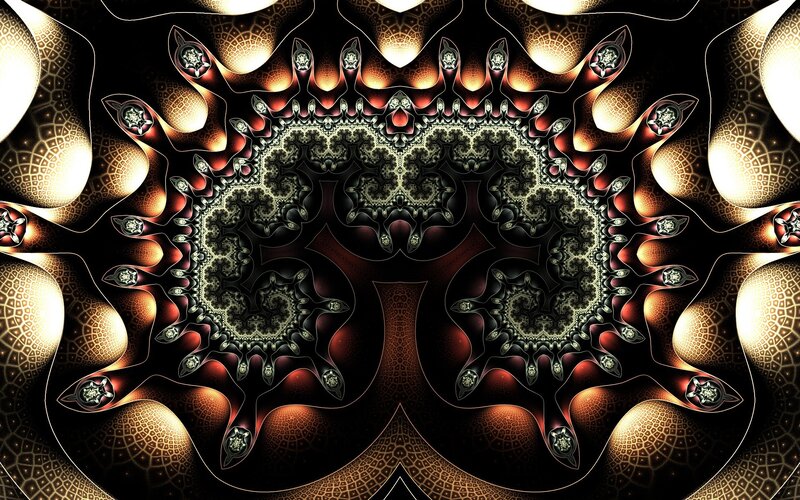 Fractal Pattern with Glowing Elements — Black