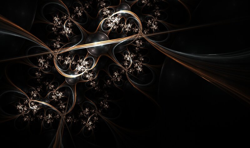 Fractal Pattern with Glowing Lines — Black