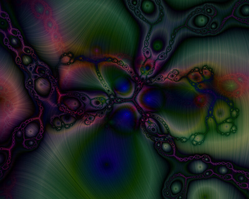 Fractal Pattern with Glowing Lines — Green, Hypnotic