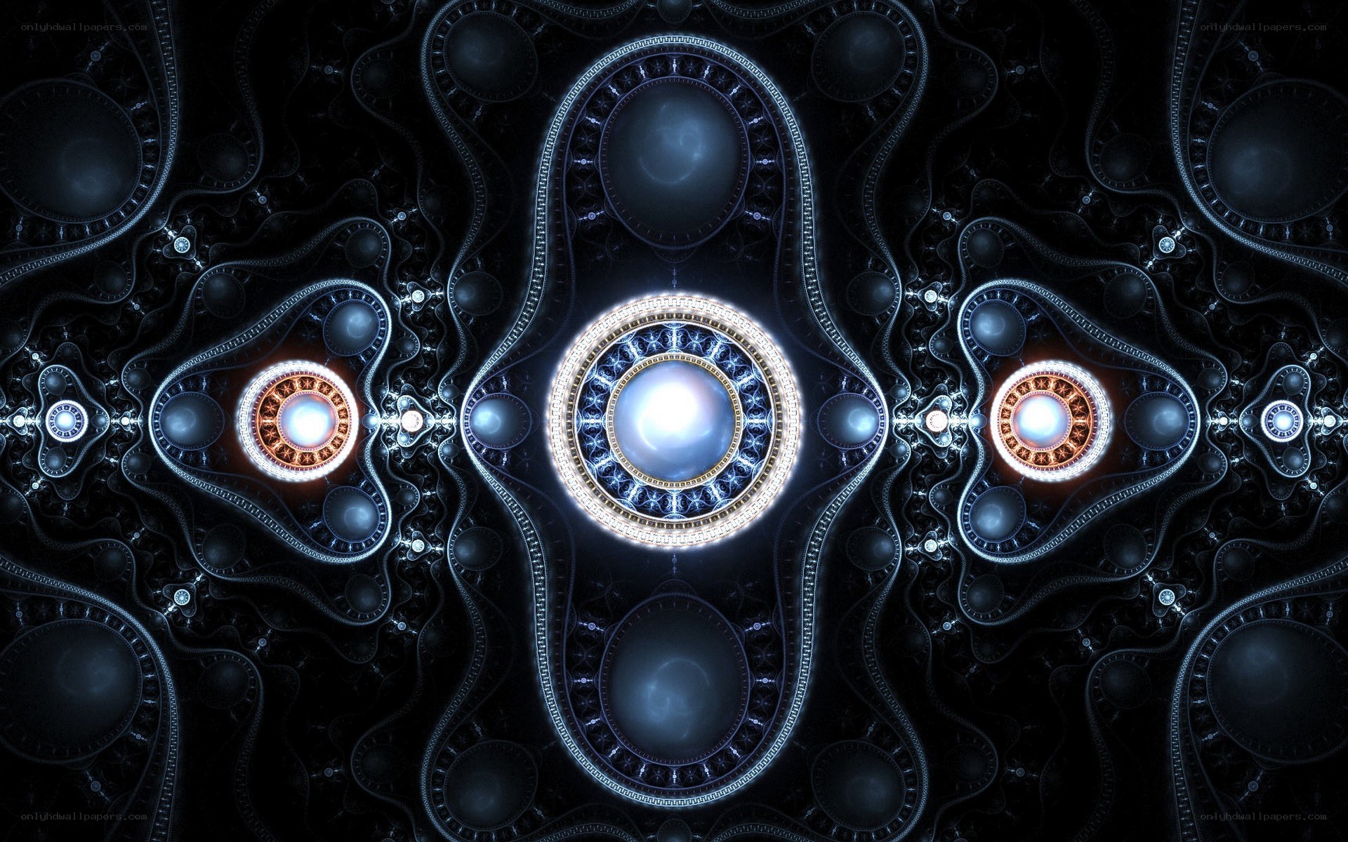 fractal pattern with glowing orbs