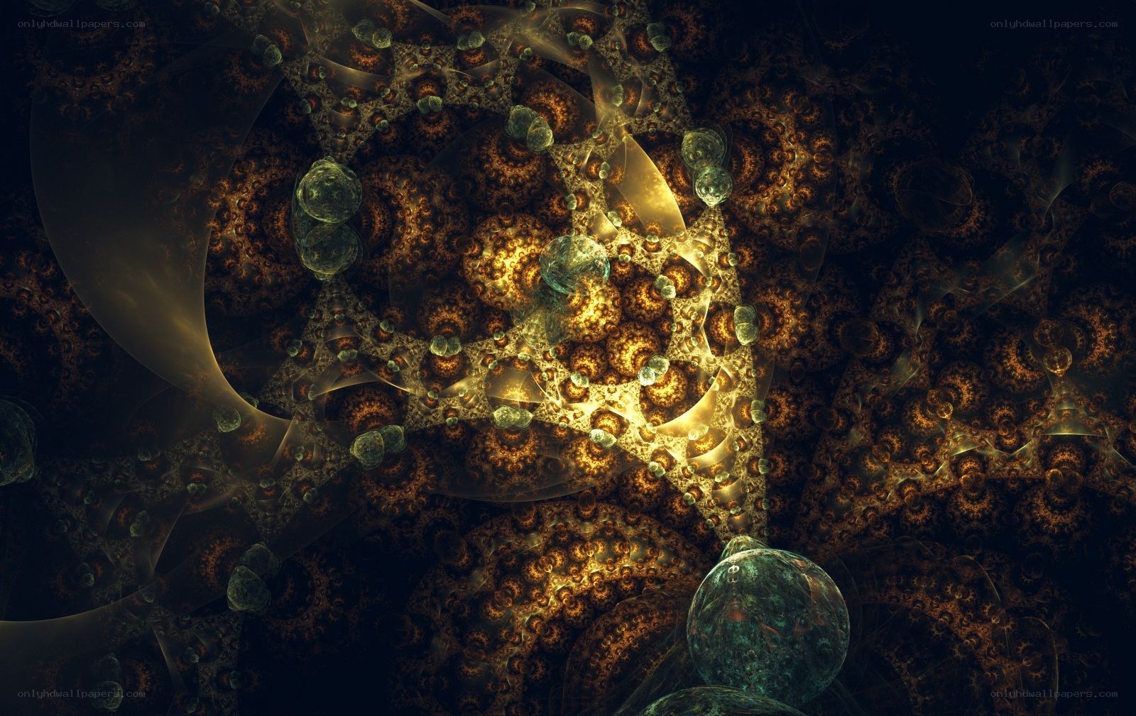fractal pattern with glowing orbs