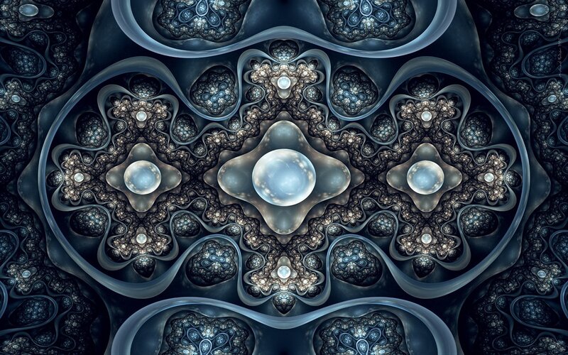 Fractal pattern with glowing orbs