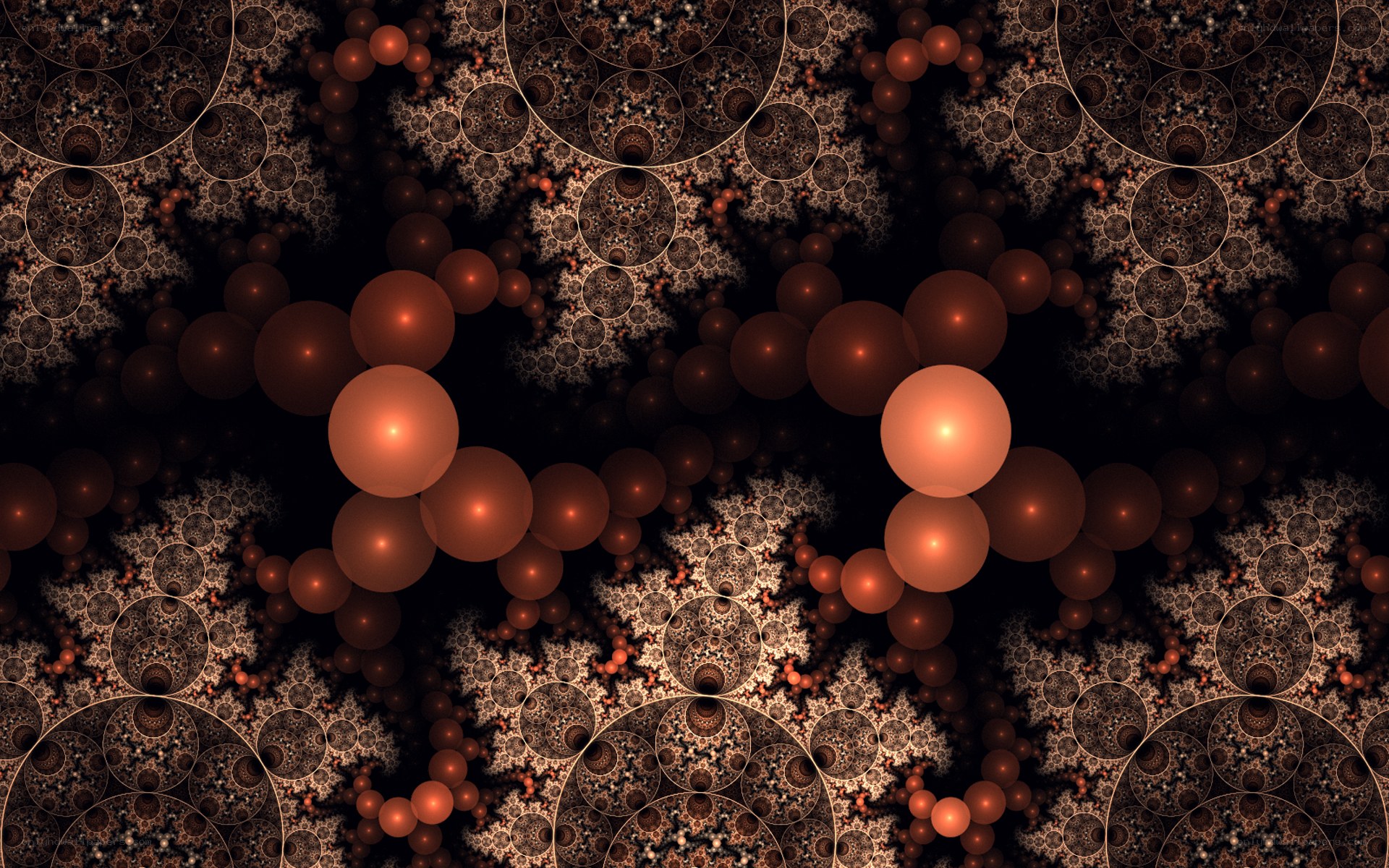 Fractal pattern with glowing orbs