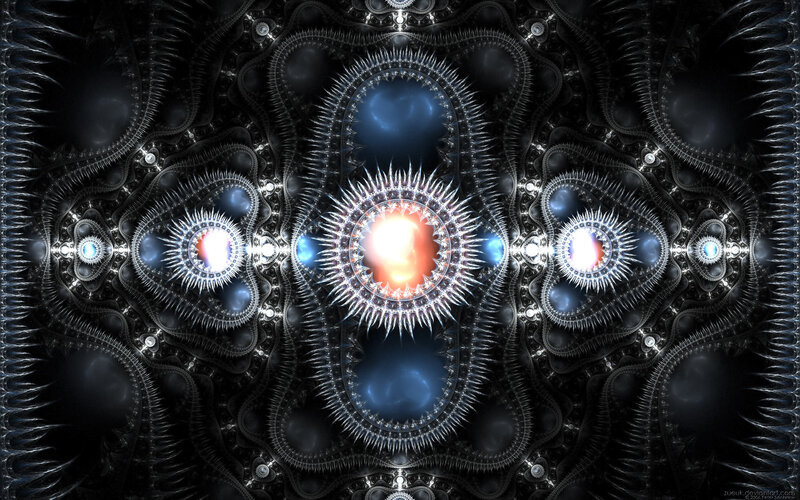 Fractal Pattern with Glowing Orbs — Black