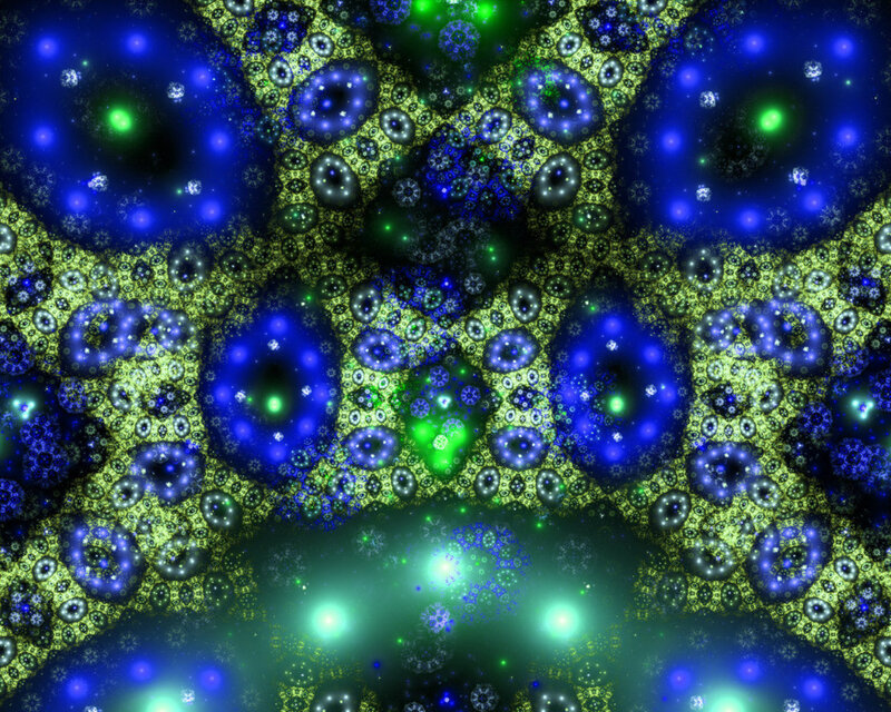 Fractal Pattern with Glowing Orbs — Blue, Hypnotic