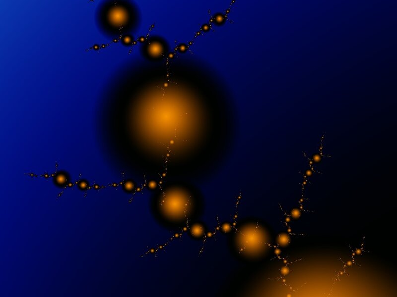 Fractal Pattern with Glowing Orbs — Blue, Mysterious
