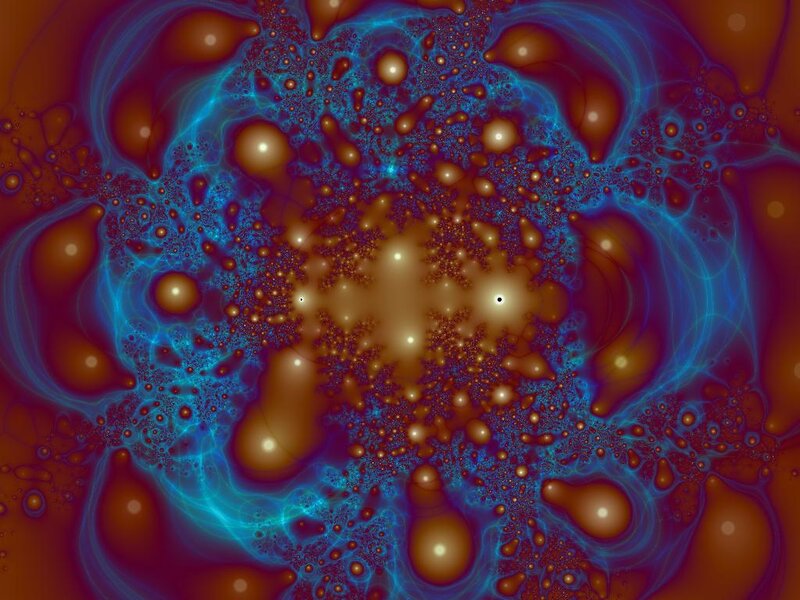 Fractal Pattern with Glowing Orbs — Blue