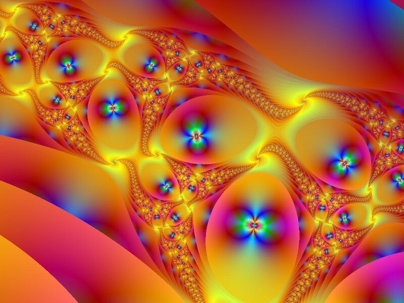 Fractal Pattern with Glowing Orbs — Yellow
