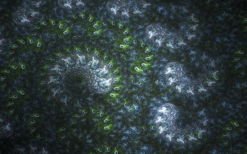 Fractal Pattern with Glowing Shapes — Black