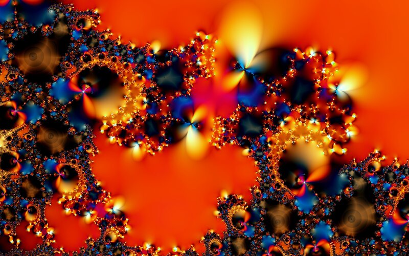 Fractal Pattern with Glowing Shapes — Orange