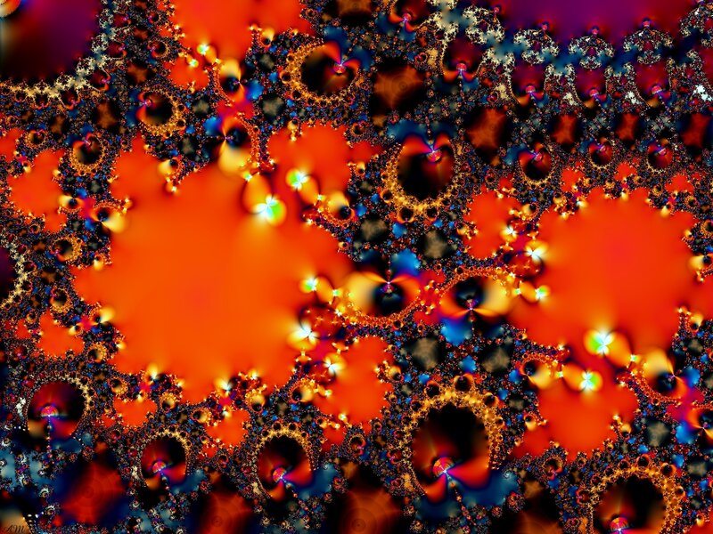Fractal Pattern with Glowing Shapes — Orange, Vibrant