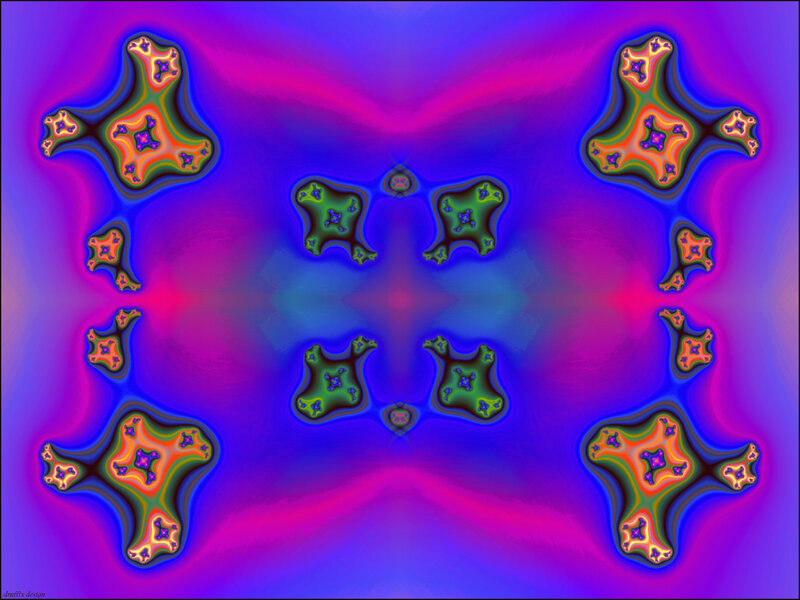Fractal Pattern with Glowing Shapes — Purple, Hypnotic, Abstract, Glowing Shapes