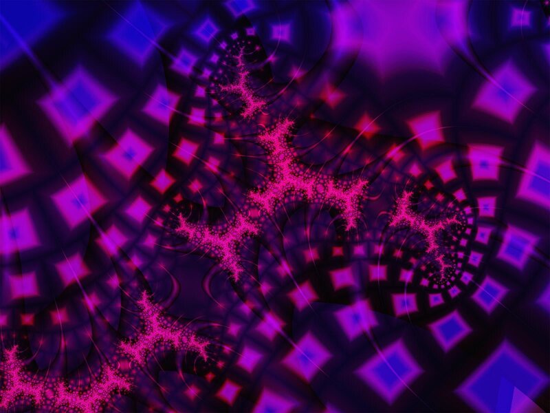 Fractal Pattern with Glowing Shapes — Purple, Hypnotic, Digital Art, Glowing Lines
