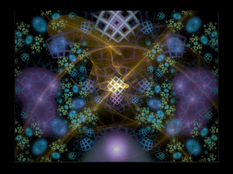 Fractal Pattern with Glowing Shapes — Purple
