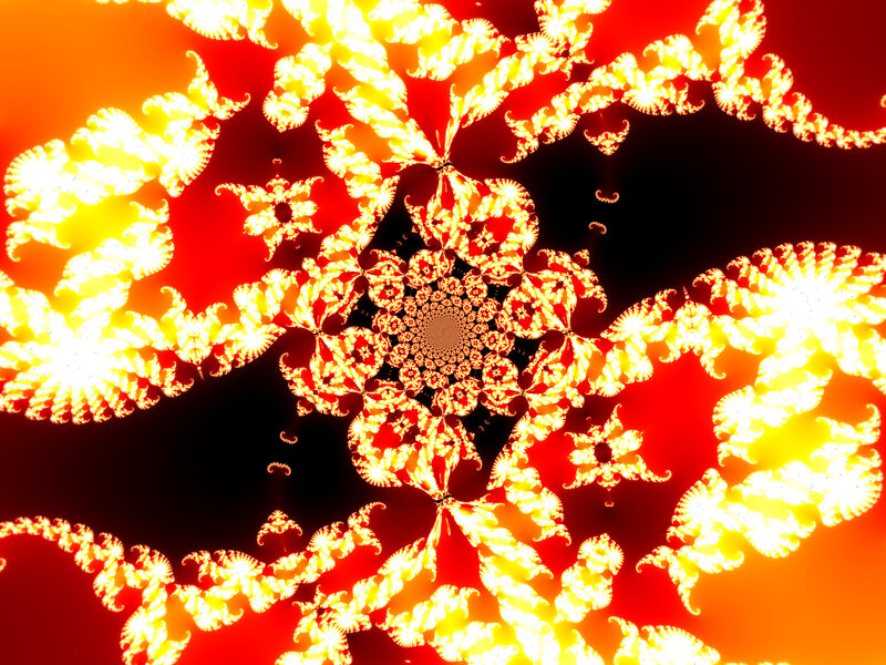 Fractal Pattern with Glowing Shapes — Red, Dramatic