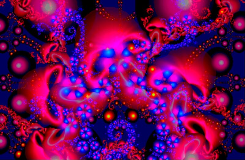 Fractal Pattern with Glowing Shapes — Red