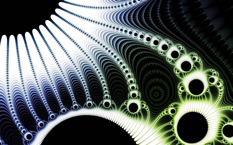 Fractal pattern with glowing spirals