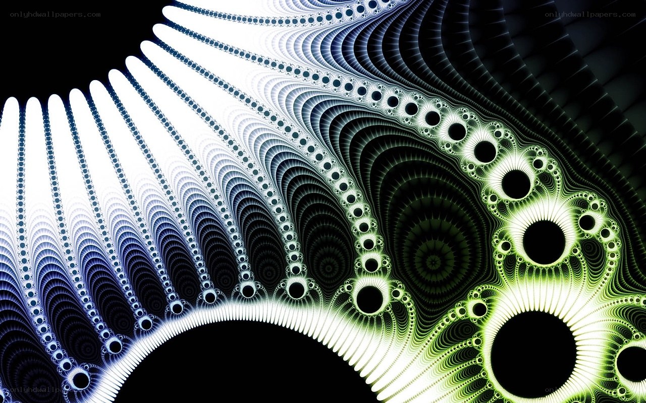 Fractal pattern with glowing spirals