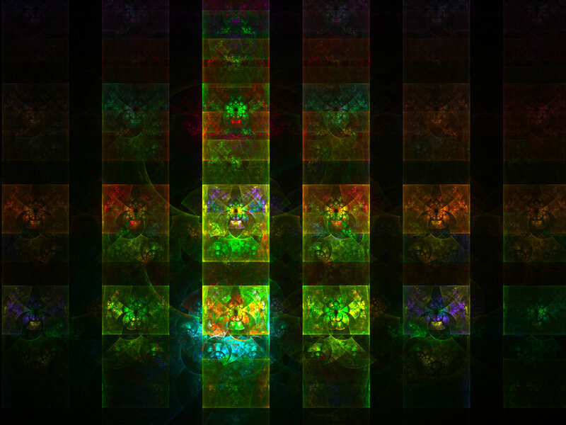 Fractal pattern with glowing squares