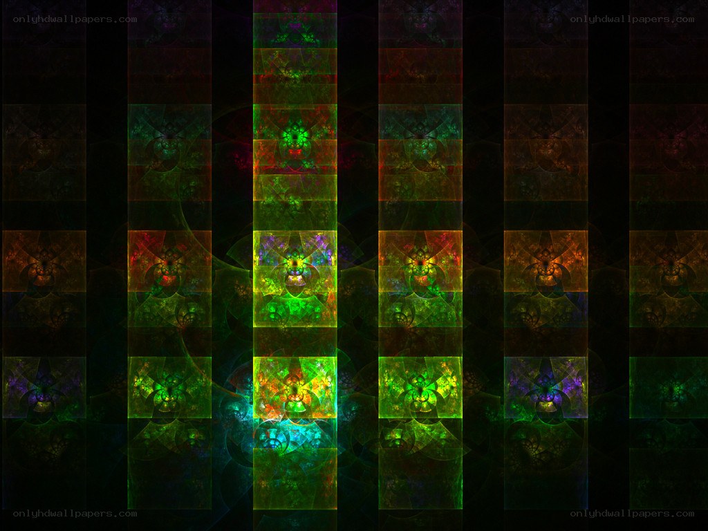 Fractal pattern with glowing squares
